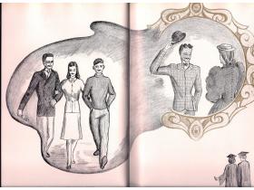 The 1942 Aurora yearbook, the 50th
anniversary edition, included images that contrasted modern and
old-time students.
